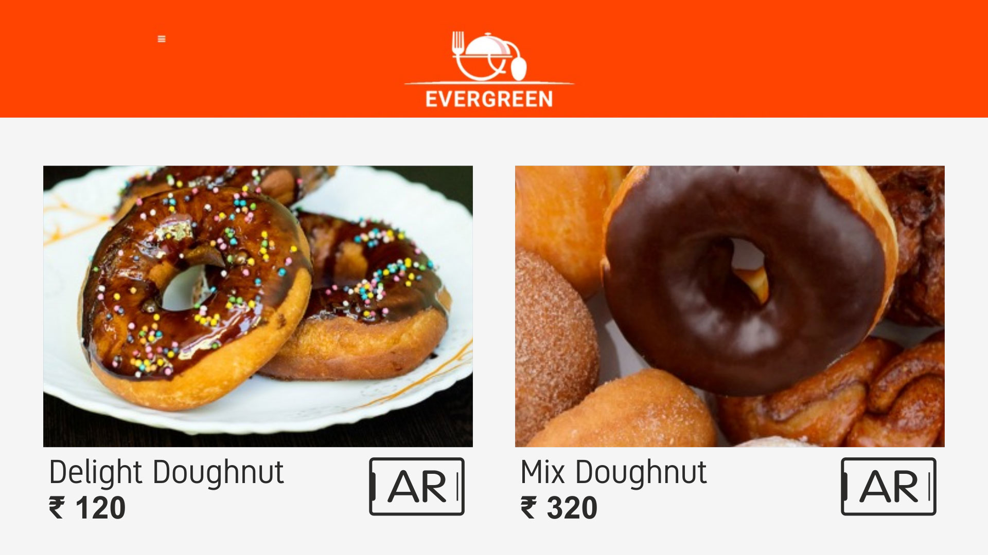 Augmented Reality Food Menu (Web AR)